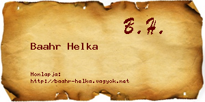 Baahr Helka névjegykártya